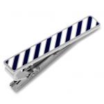Varsity Stripes Navy and White Tie Clip.jpg